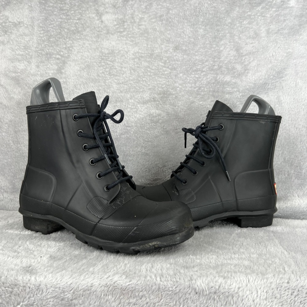 Hunter Original Lace Up Ankle Rain Boots 8 Black Waterproof Utility Gorpcore